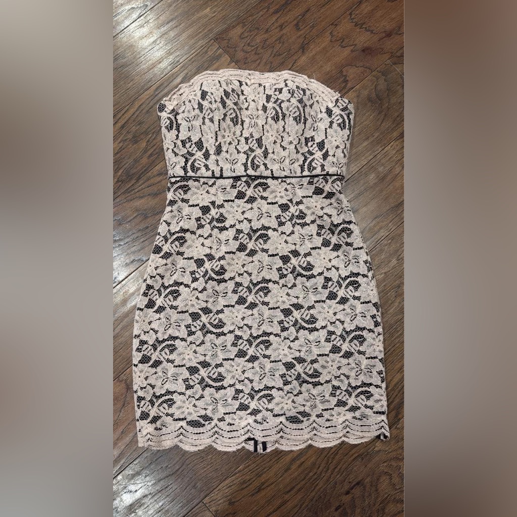 Diane Von Furstenberg Strapless Lace Dress In Black And Cream